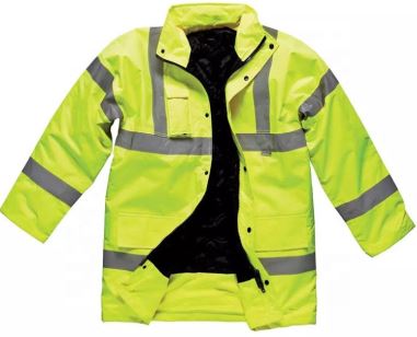 Fluorescējoša dzeltena ziemas drošības jaka